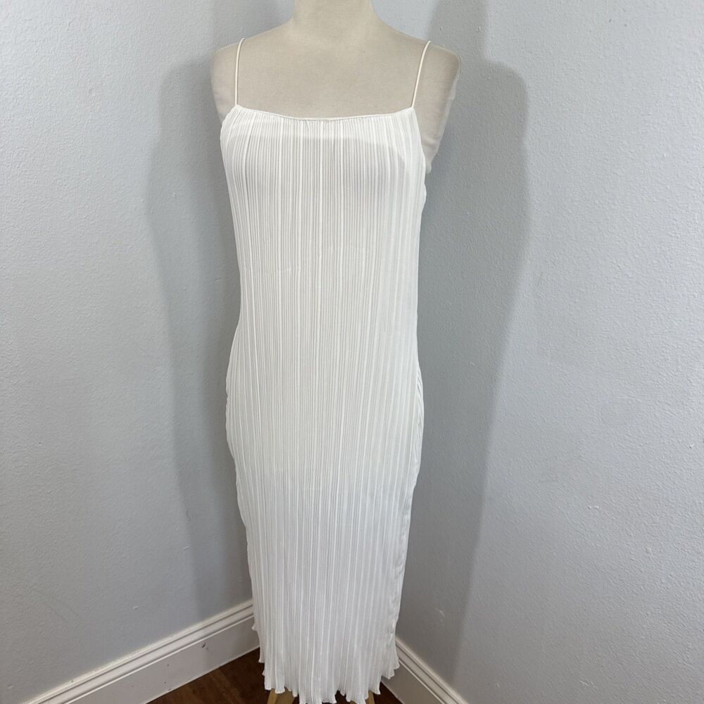 Good American Slip Dress‎ Women 0/XS Ivory Always Fits Plisse Sexy Formal  Y2K